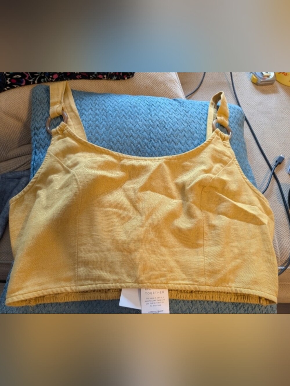 American Eagle Outfitters Yellow Ring-Detail Cropped Tank - Picture 3 of 5